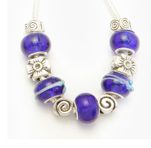 September Sapphire Glass Beaded Necklace