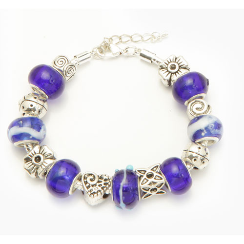 143192pmm334 September Sapphire Glass Charm Bracelet
