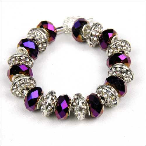 143192pmm433 Purple Bling Fancy Charm Bracelet