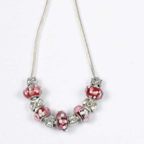 143192pmm436 Cranberry Crush Glass Beaded Necklace