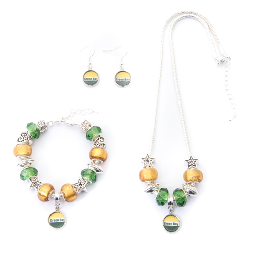 Green Bay Packer Necklace - Bracelet & Earring Jewelry Set, 3 Piece