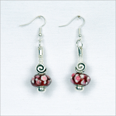 Cranberry Crush Painted Pink Bead Earrings