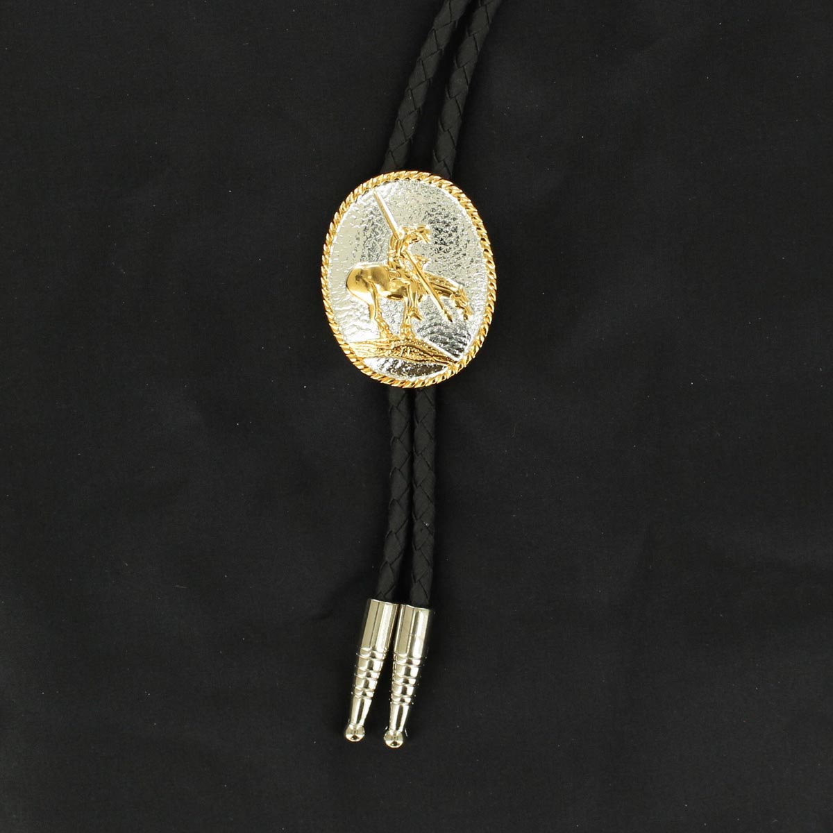 22275 End Of Trail Bolo, Gold Silver Plated - 36 In.