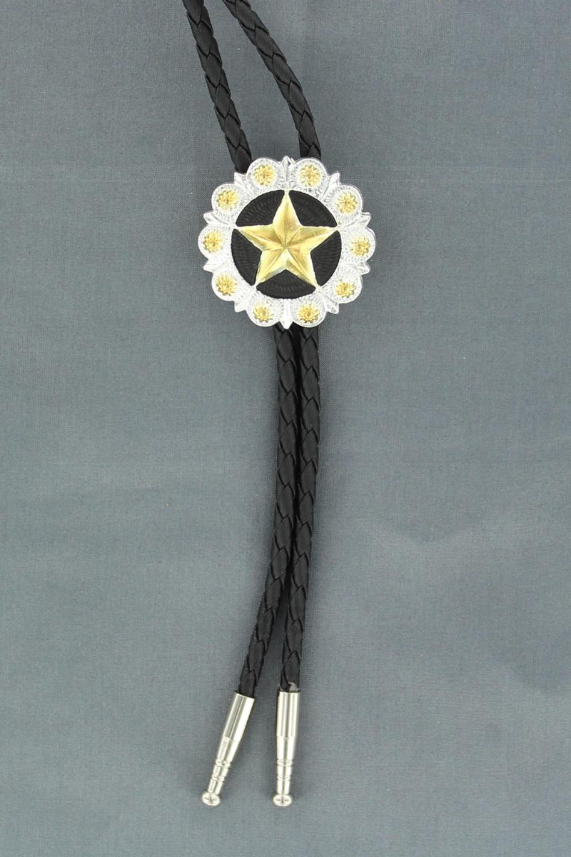 22810 Bolo Black With Star, Silver Gold Plated - 36 In.