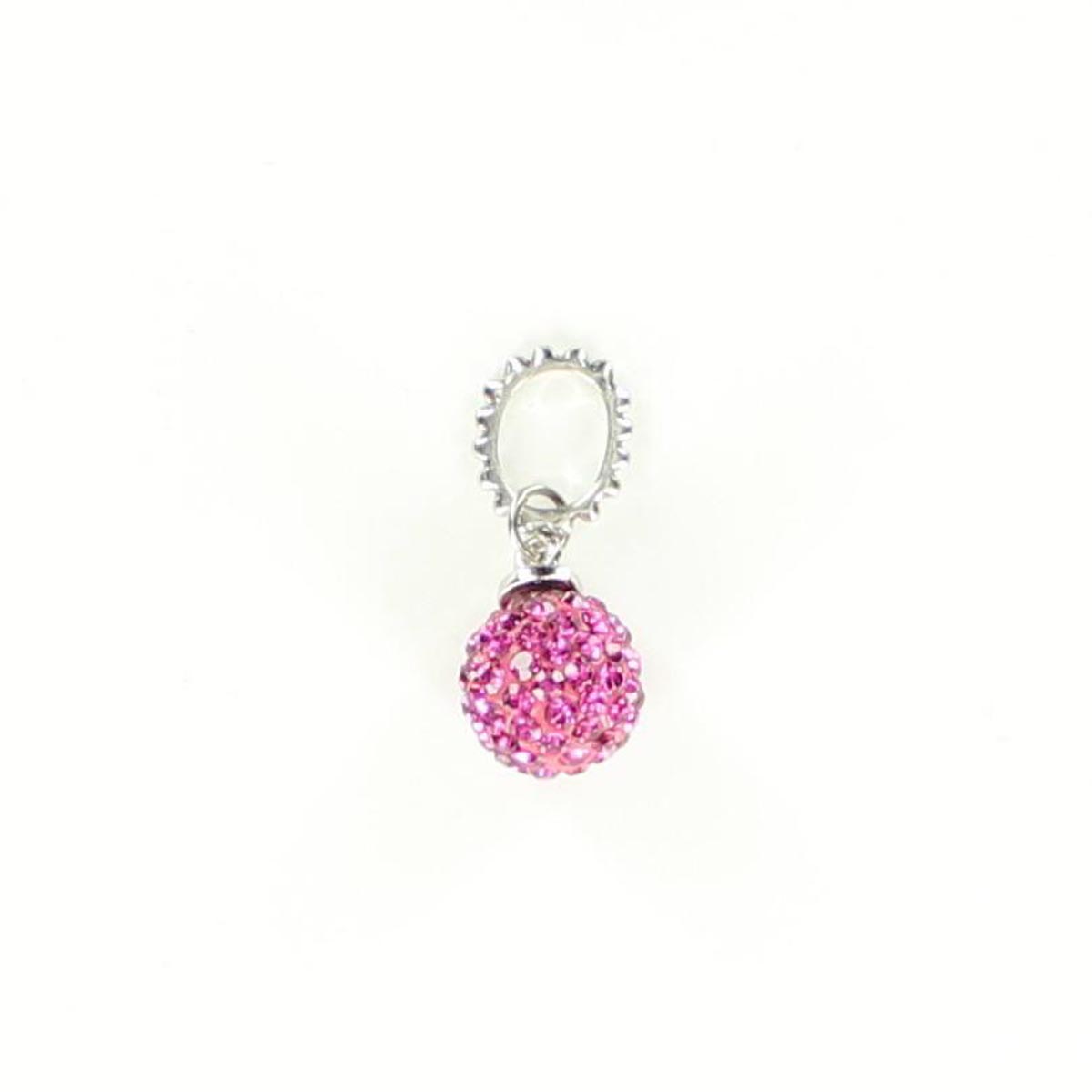 3031422 Charm Small Round Crystal Charm, Pink