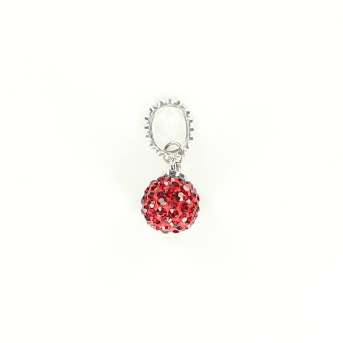 3031404 Charm Small Round Crystal Charm, Red