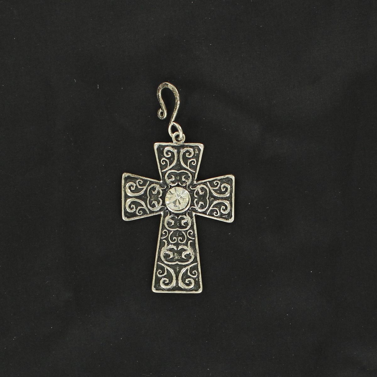 30374 Rhinestone Silver Cross Pendant