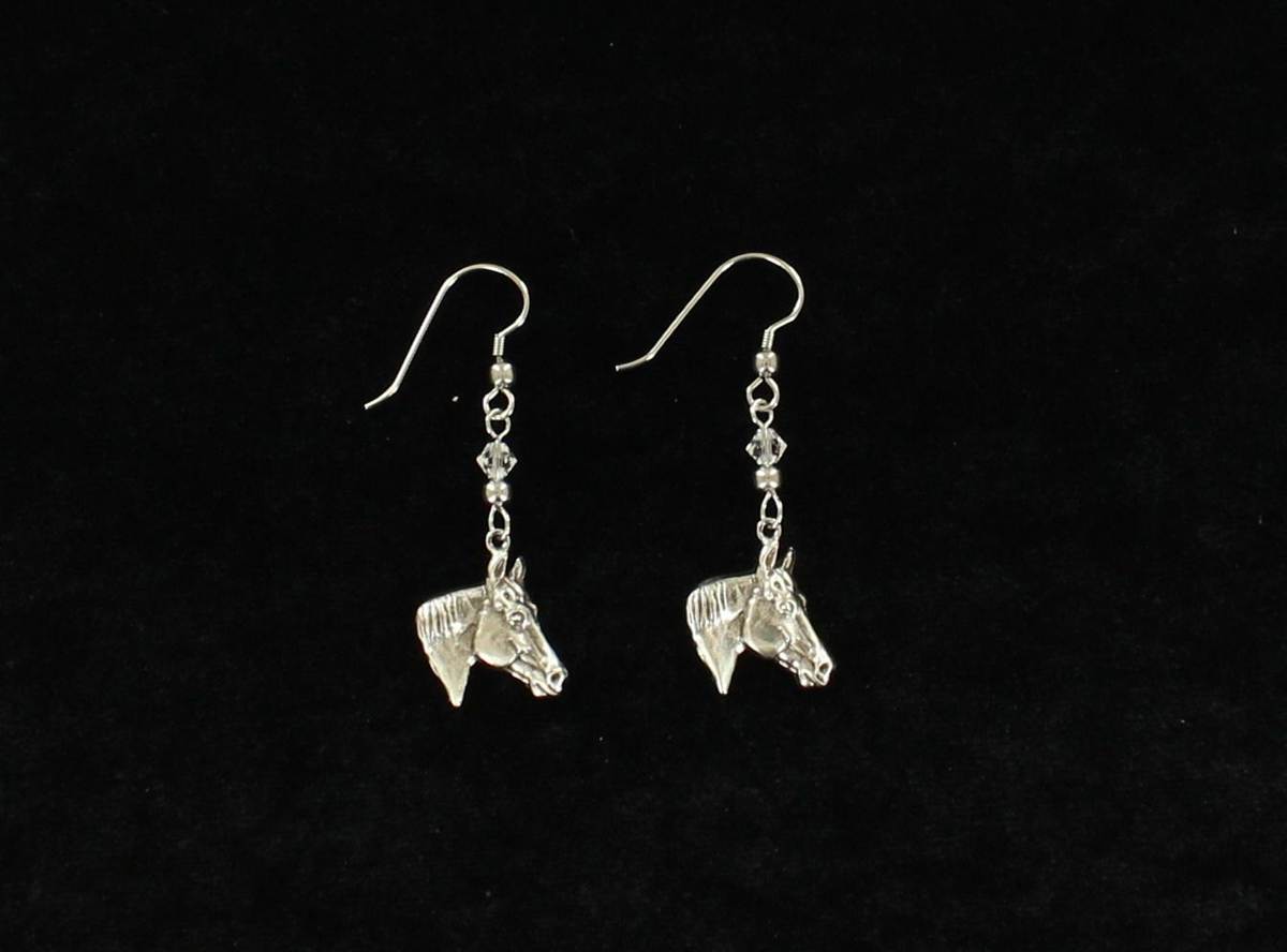30238 Horsehead Earrings, Silver Plated