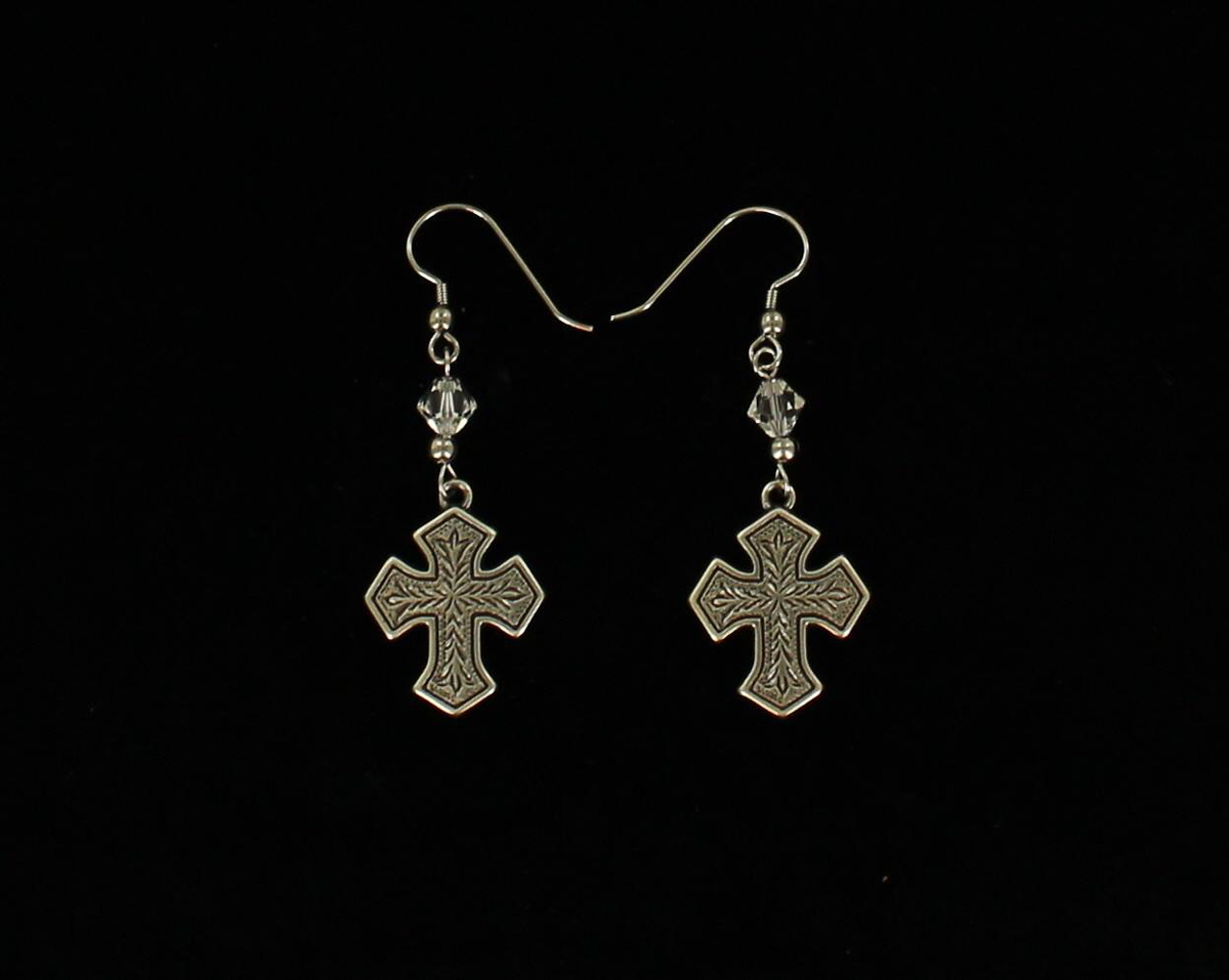 30242 Engraved Cross Earrings
