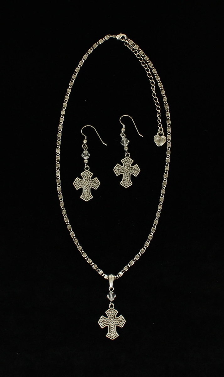 30244 Set Engraved Cross Necklace Set