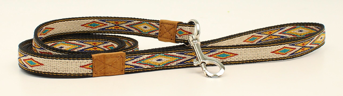 9381412 Woven Ribbon Dog Leash, Tan & Multi Color