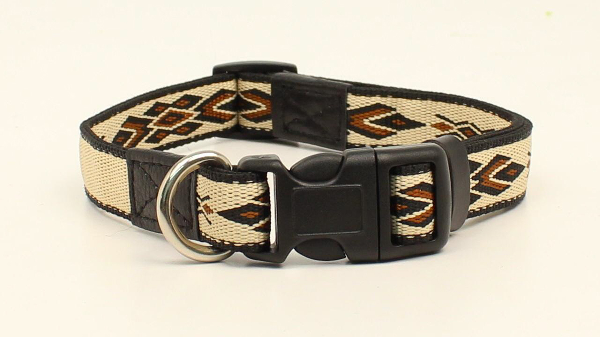 9307812-s-m 0.75 In. Woven Run Iv Diamond Dog Collar, Tan - Small & Medium