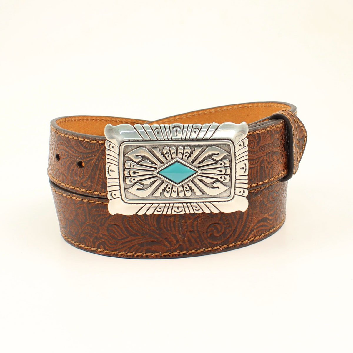 UPC 701340593794 product image for Ariat A1526802-L 1.50 in. Scrolling Embossed Pattern Ladies Belt & Buckle Brown  | upcitemdb.com