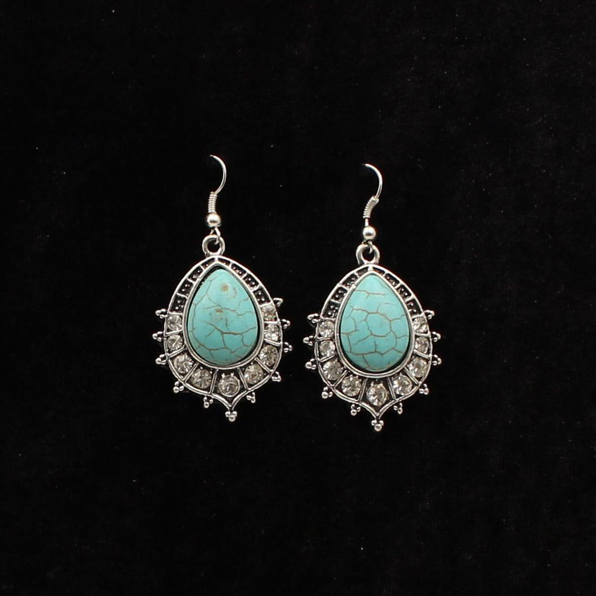 Dbue1024tq Turquoise Oval Drop Earrings