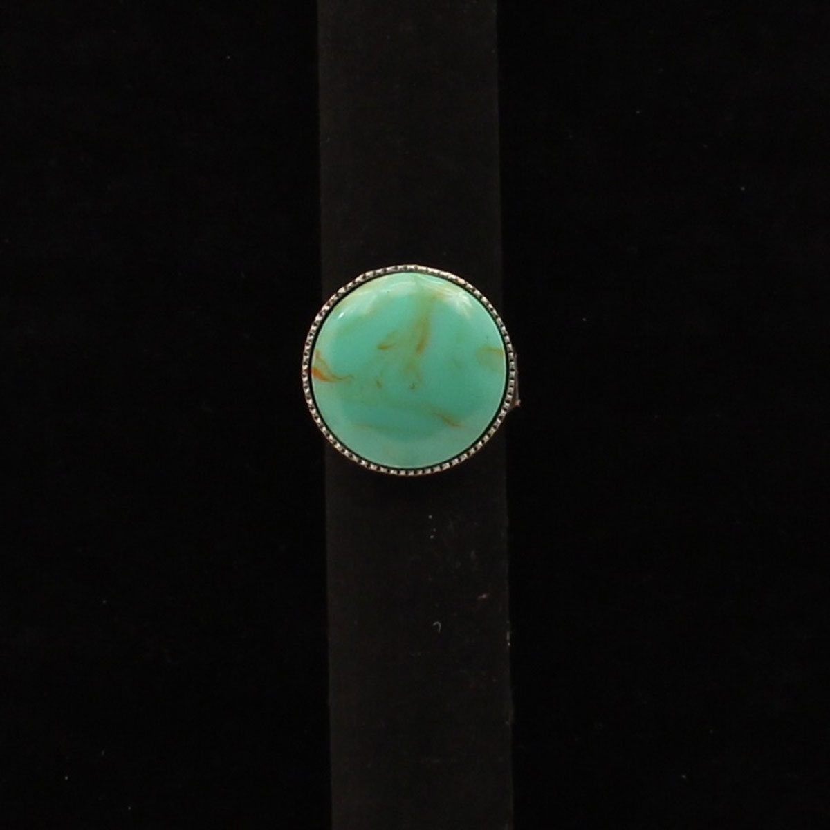 Dbur2134 Antique Silver Round Turquoise Ring
