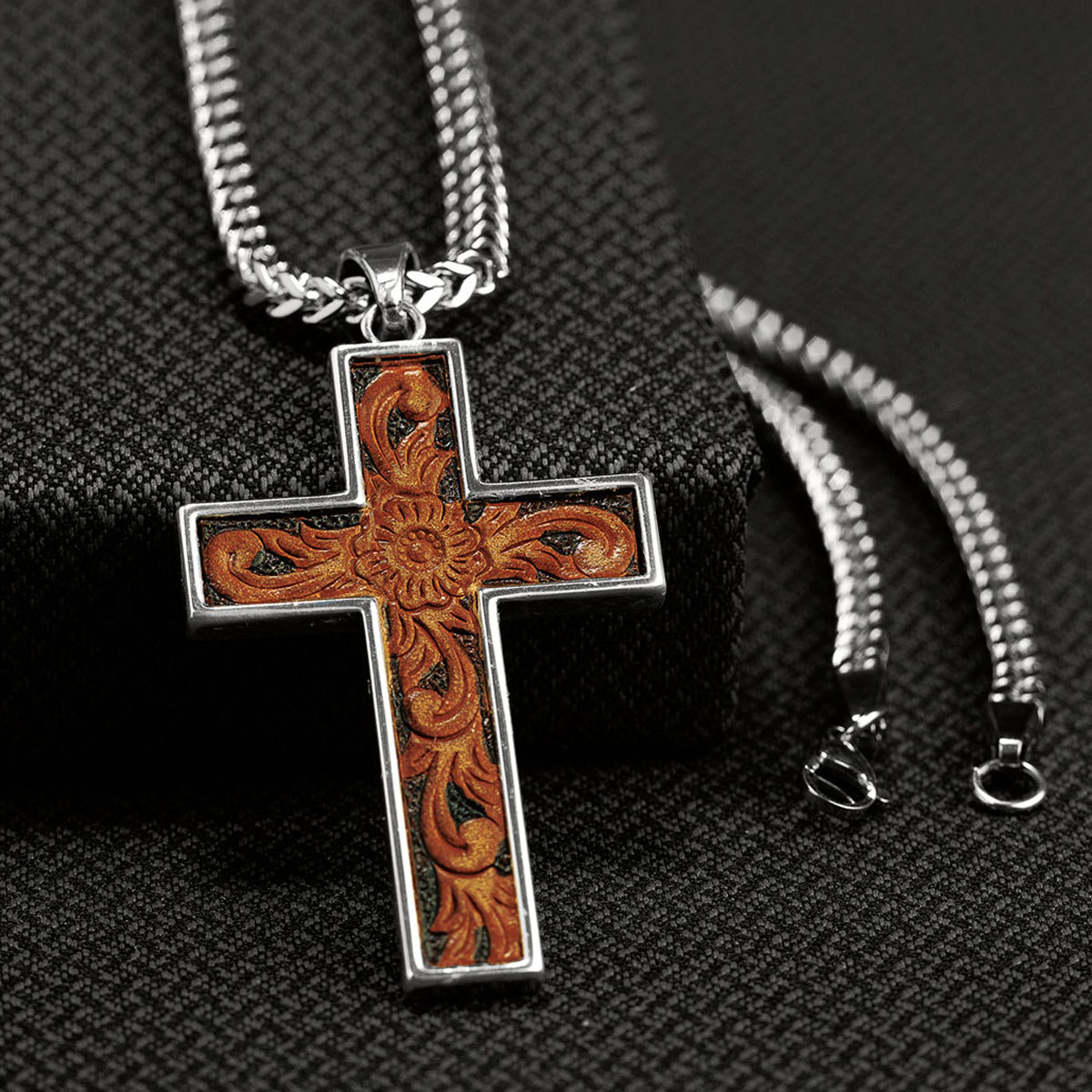 32104 Franco Style Leather Inlay Cross