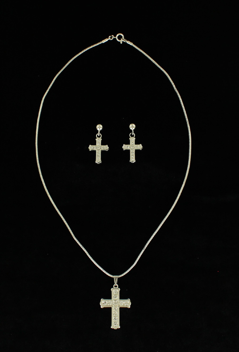 29908 Crystal Drop Cross Jewellery Set