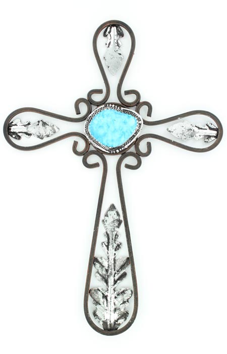 94562 Metal Cross With Stone