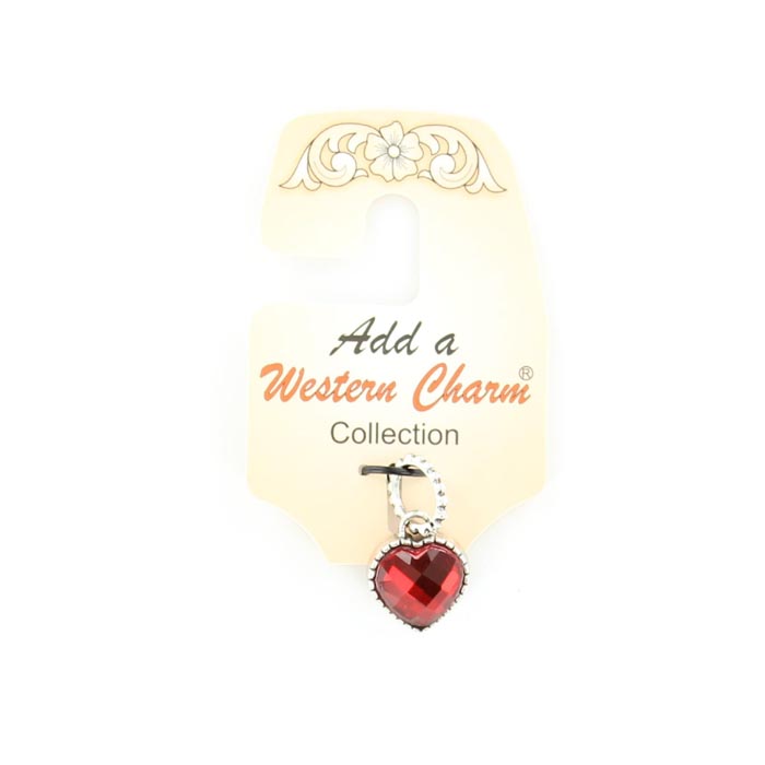 29107 Colored Stone Heart Charm, Red