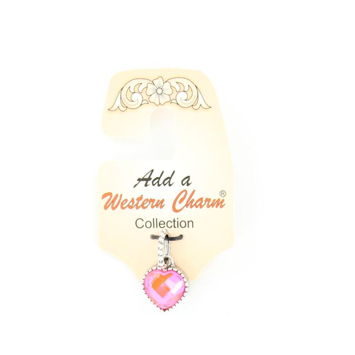 29109 Colored Stone Heart Charm, Light Pink