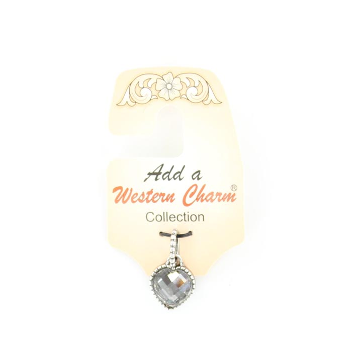 29111 Colored Stone Heart Charm, Clear