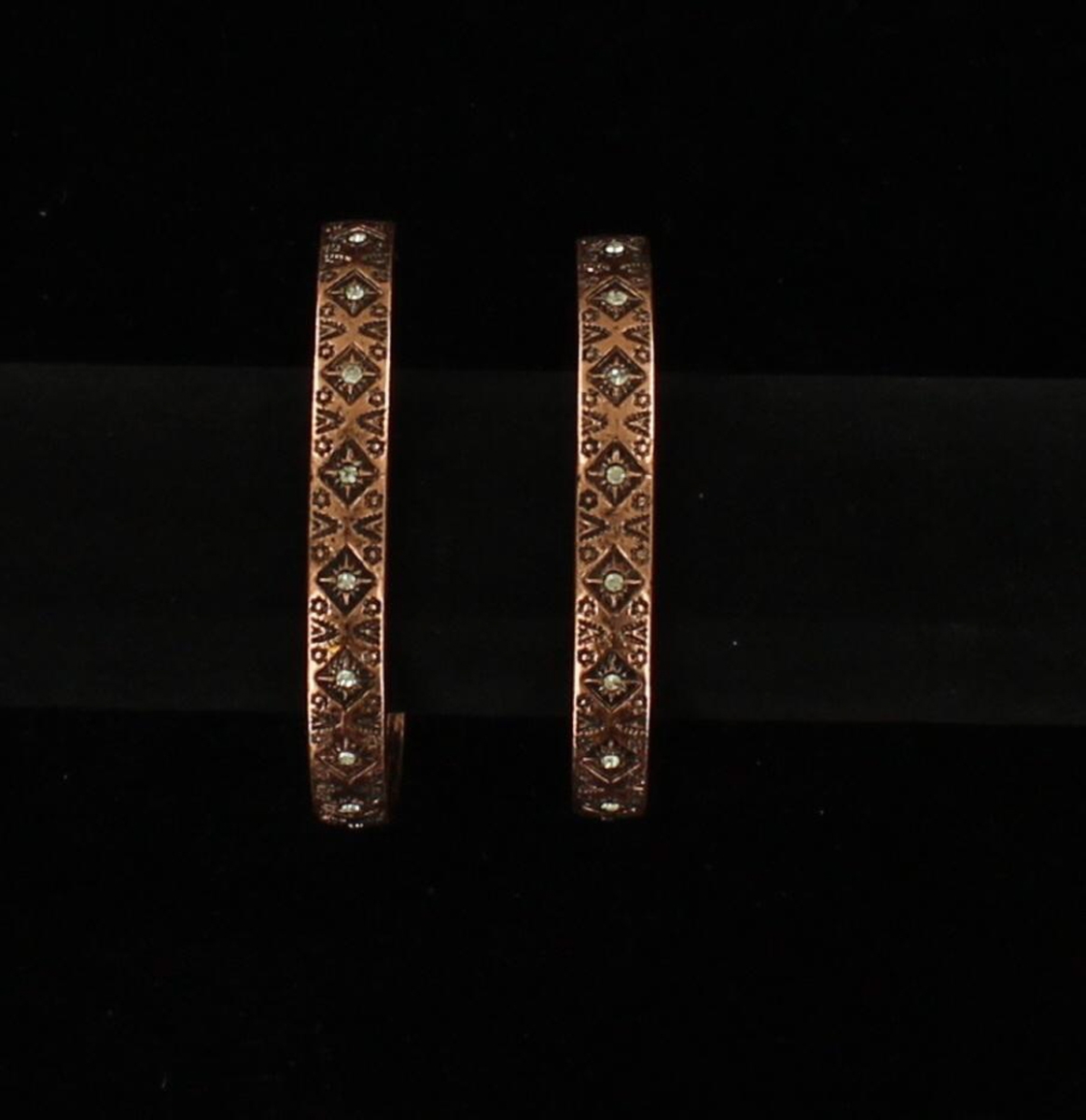 29014 Aztec Hoop Rhinestone Earrings, Copper