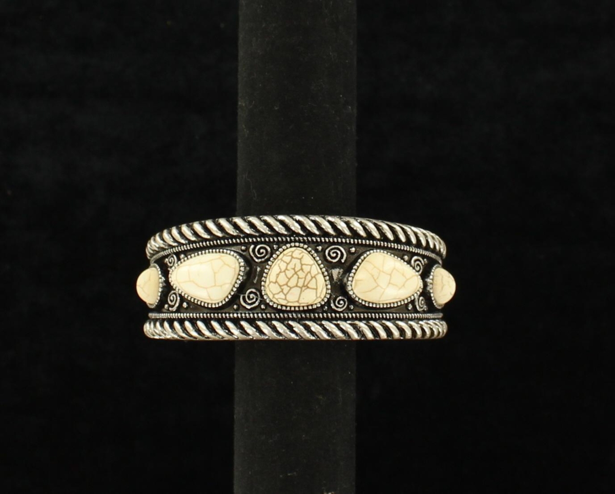 29083 Rope Edge Stone Swirl Cuff Bracelet