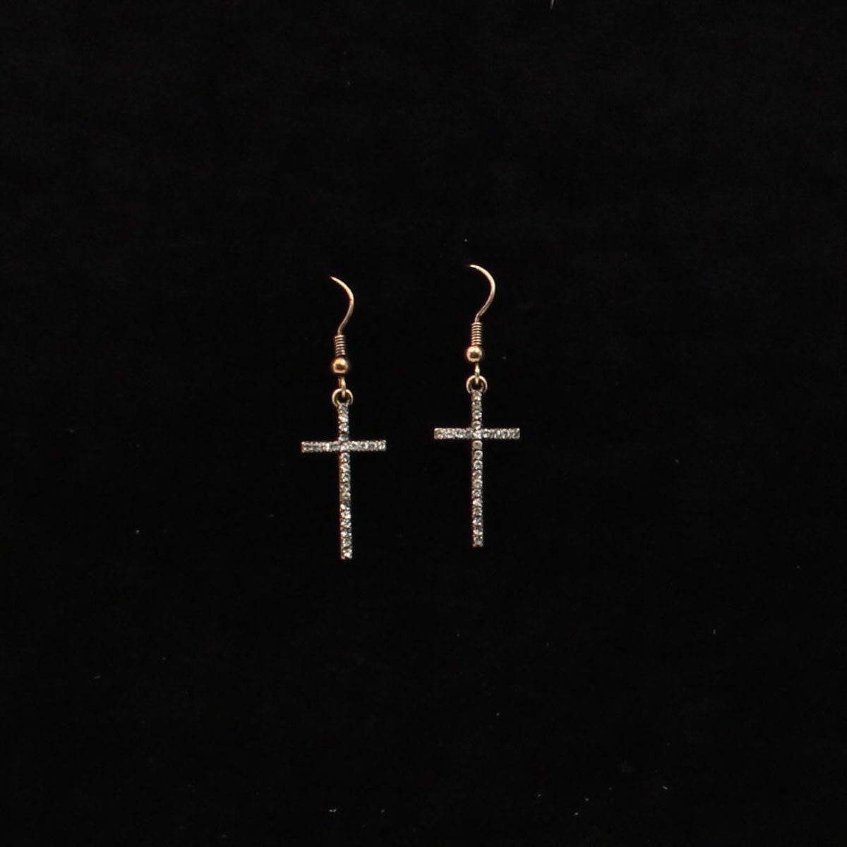 De0502gb Gold Cross Earring With Cry