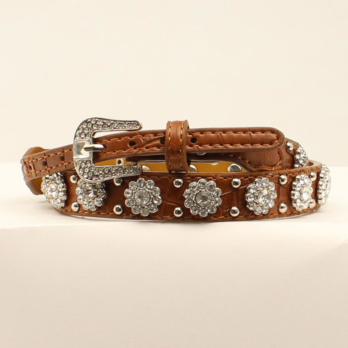 Dh153 Brown Gator Print With Flower Clear Crystal