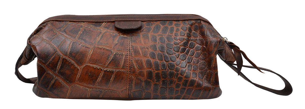 Dsk01 Brown Croc Shave Kit Bag