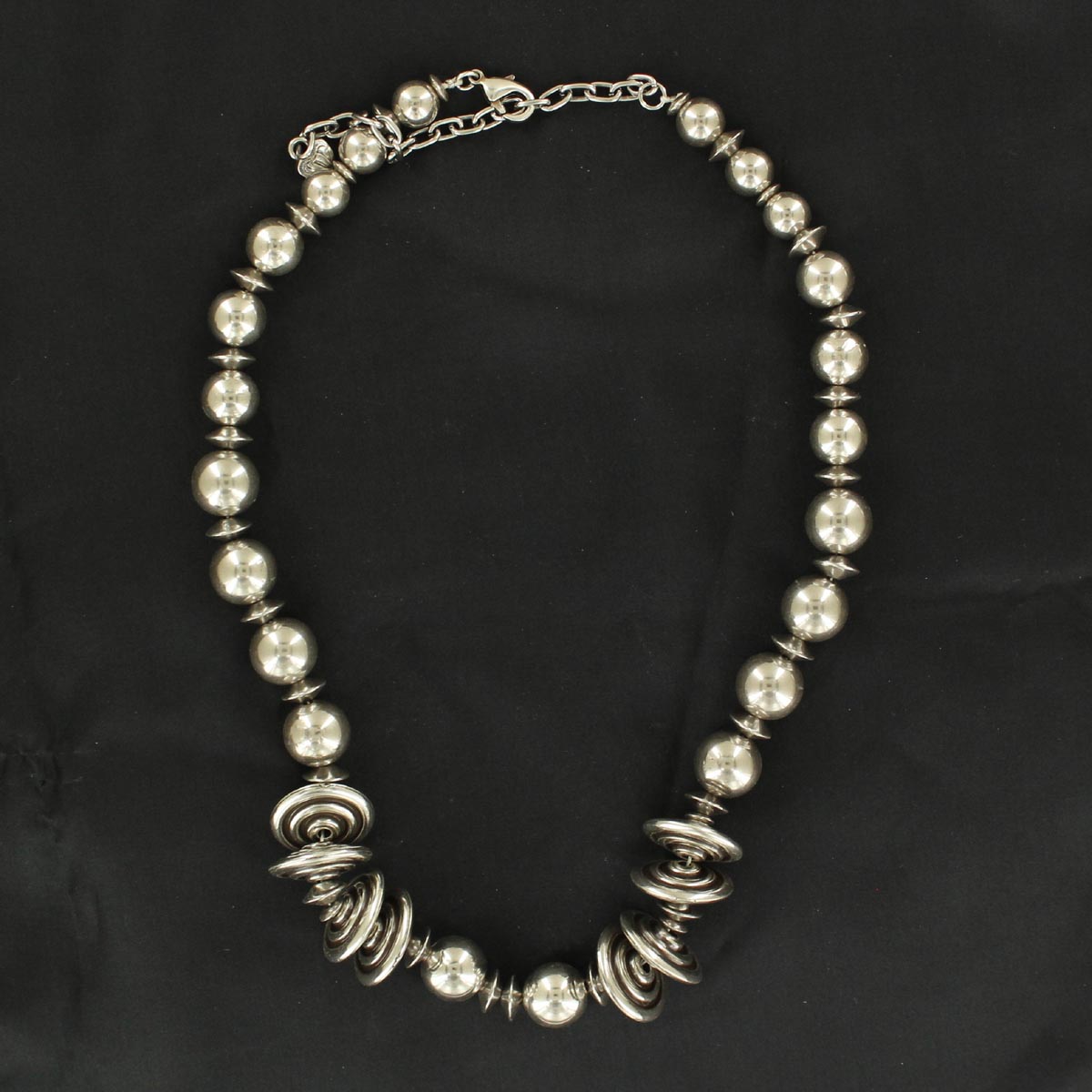 29245 Chunky Silver Tone Bead Necklace, Silver Tone - 17 In.