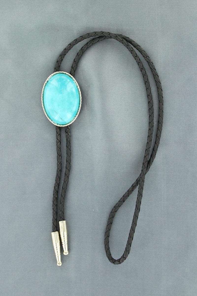 22838 Rope Edge Dyed Howlite Bolo, Turquoise