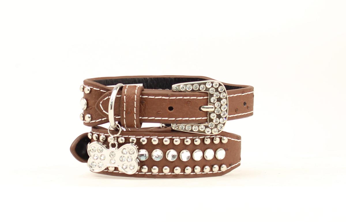 9300802-s Bling Tapered Dog Collar, Brown - Small