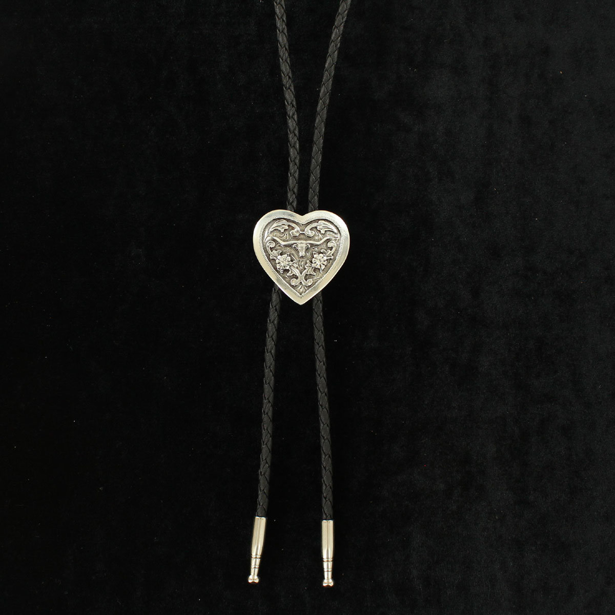 22105 Heart Shaped Slide With Longhorn Silver Bolo Tie