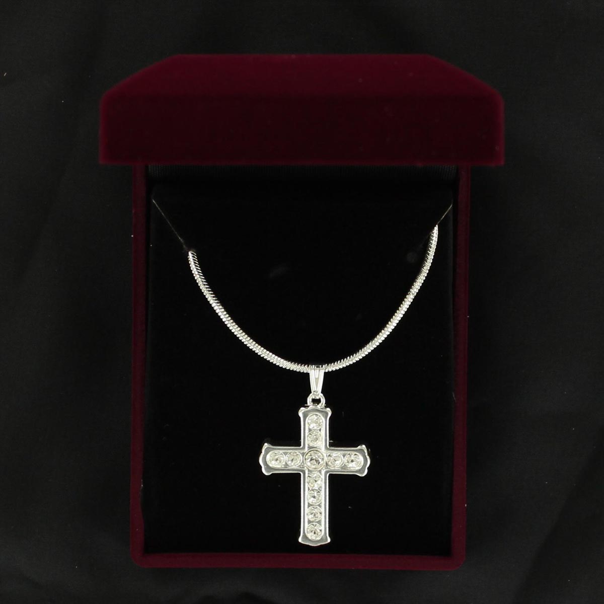 30192 Crystal Cross Necklace - 17 To 20 In.