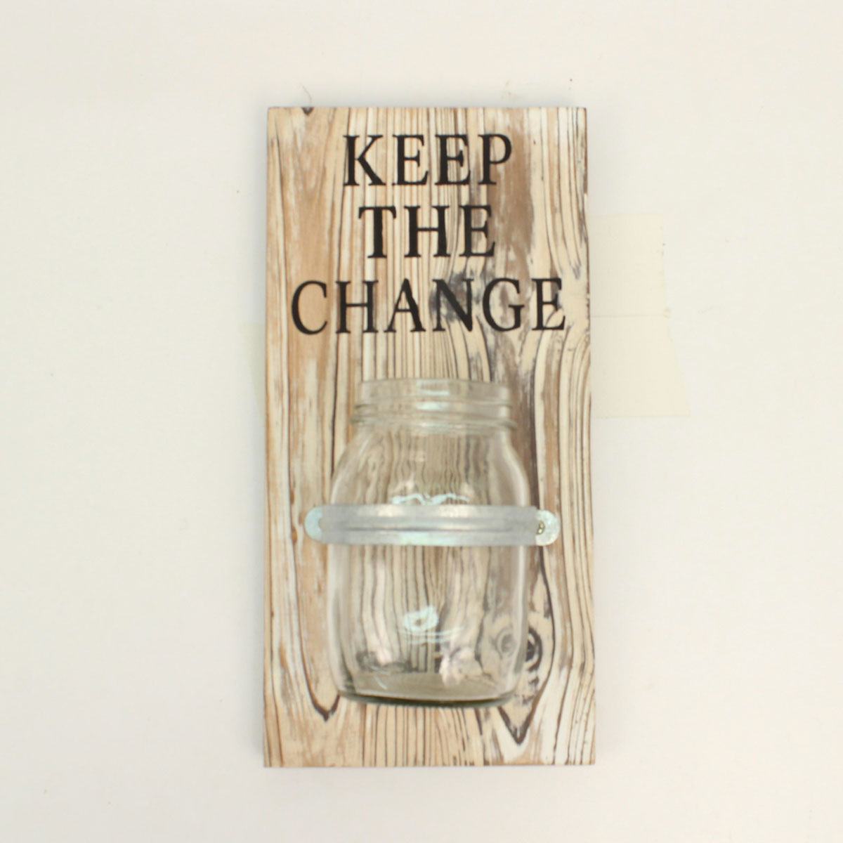 94119 Keep The Change Wall Decor, White Distressed Wood Planks