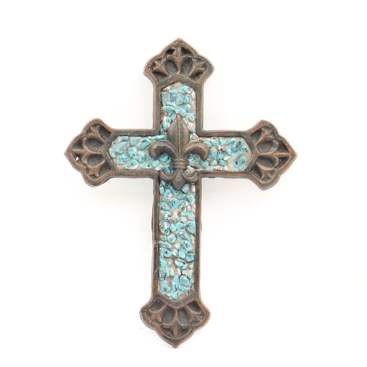 94486 Cast Iron Wall Cross, Turquoise