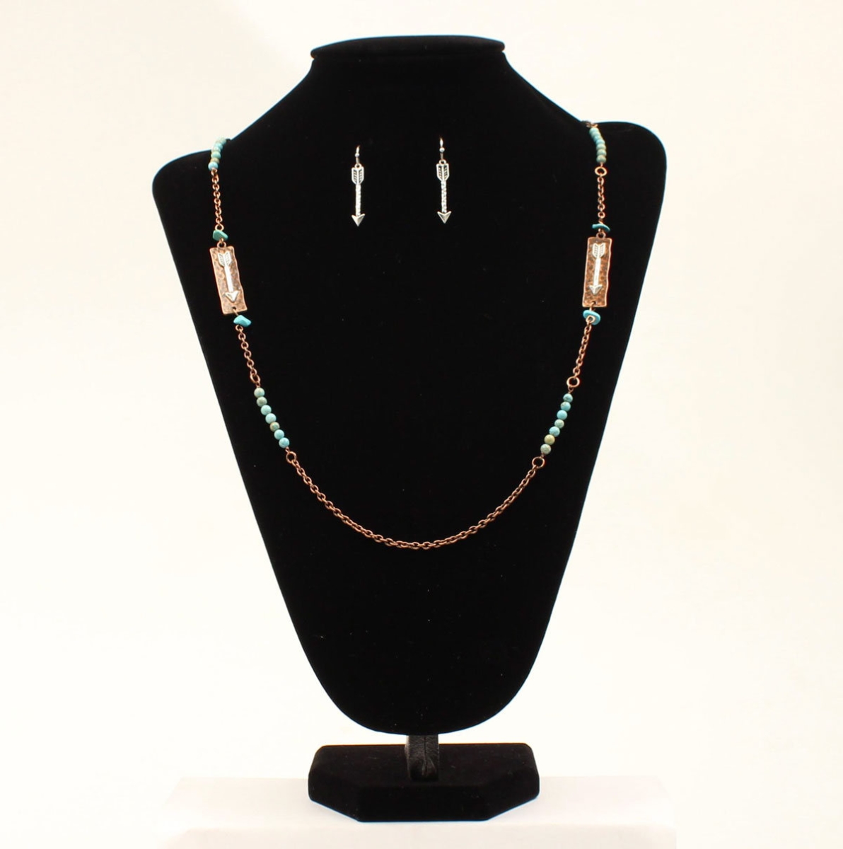 30928 Silver Arrows Copper Chain Necklace & Earring Set
