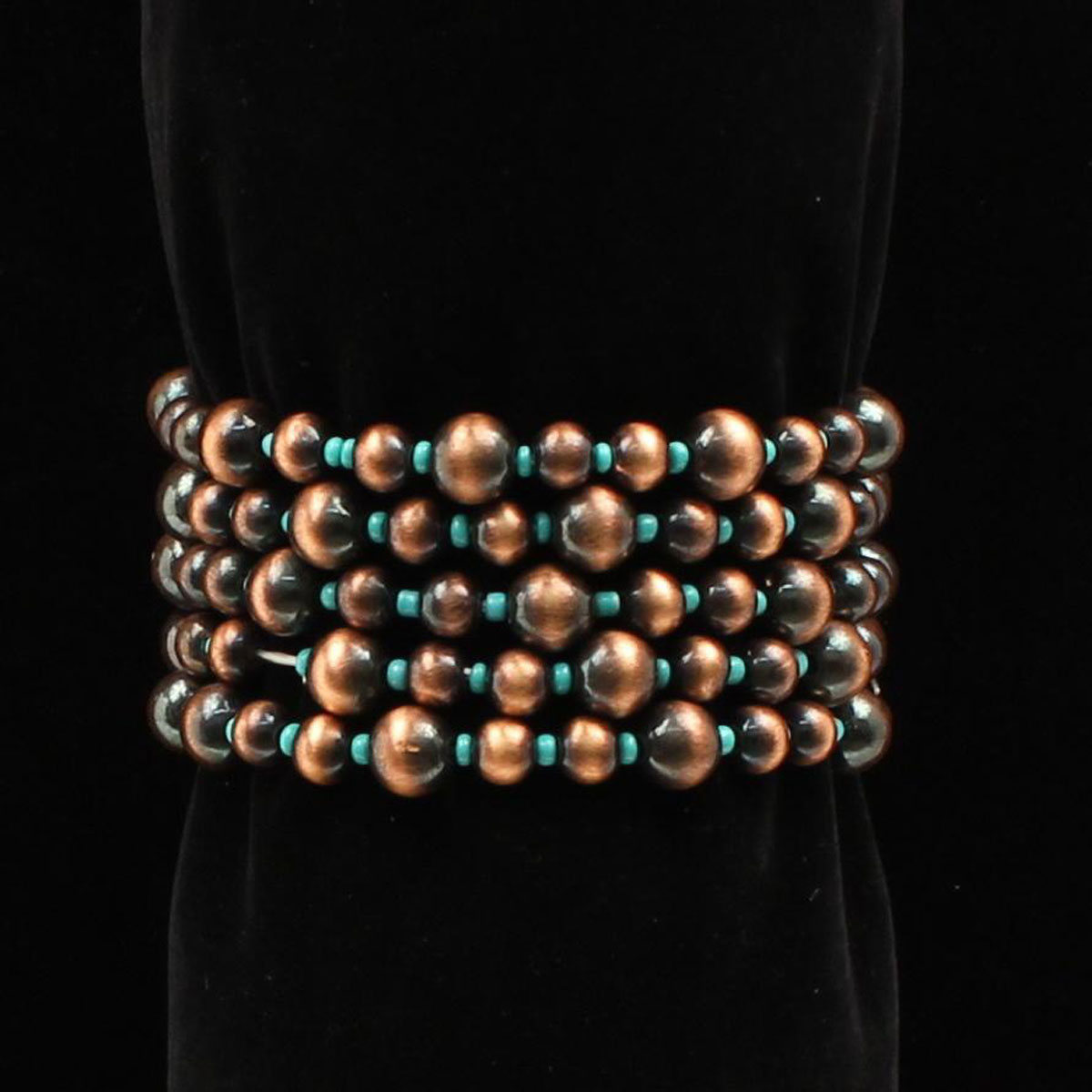 30920 Copper Navajo Pearl Turquoise Beads Strands Stretch Style Bracelets