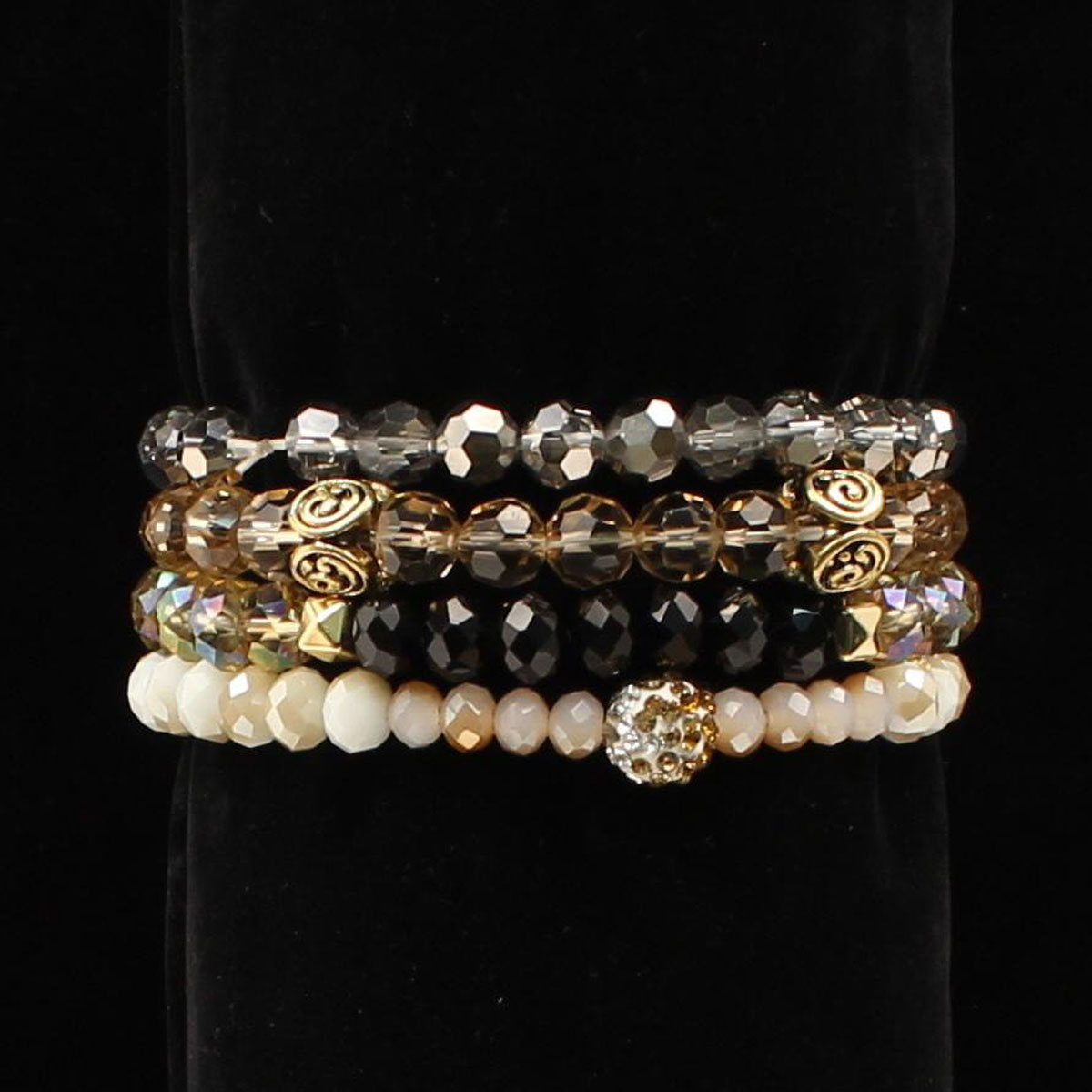 30921 Shiny Beads 4 Seperate Strands Bracelets, Multi Color