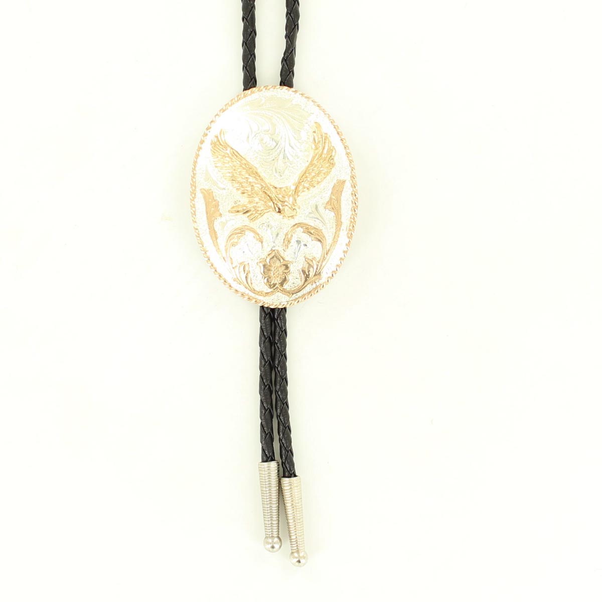 C10836 Oval Eagle Bolo, Sterling Silver Plated - 36 In.
