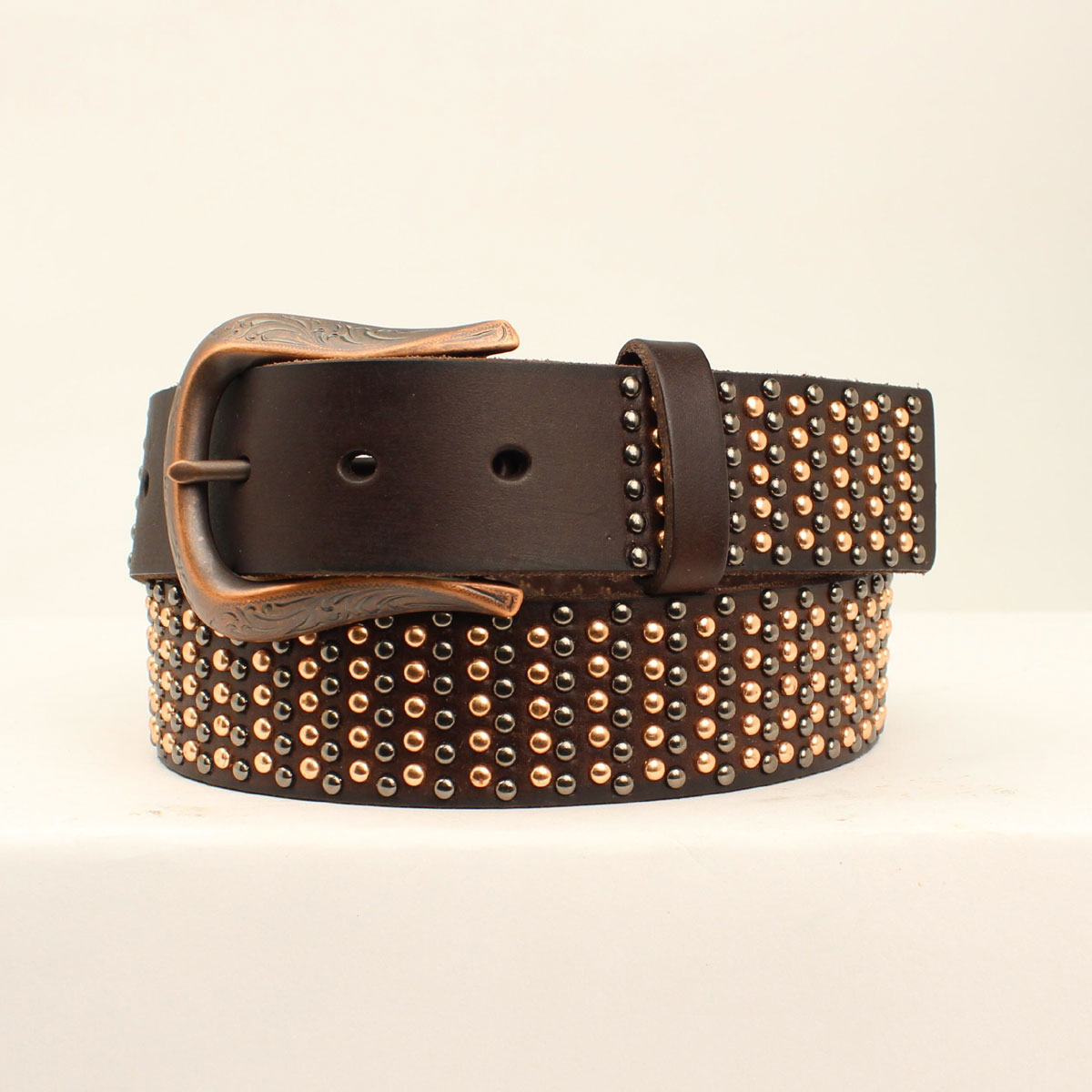 UPC 701340618565 product image for A1528802-L 1.50 in. Multi-Colored Nailheads Ladies Belt & Buckle, Brown - La | upcitemdb.com