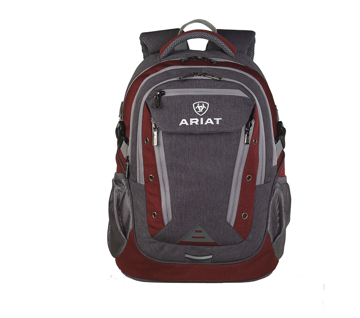 A460000706 Ariat Bungee Pgry Brgndy Accent Backpack, Gray