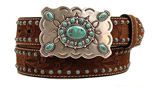 UPC 701340523098 product image for Nocona Belt N3472044-S 1.5 in. Womens Turquoise Embossed Belt Med Brown - Small | upcitemdb.com