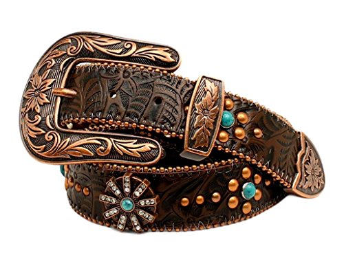 UPC 701340547520 product image for N34989216-M 1.5 in. Womens Floral Embossed Spiral Rowel Concho Belt, Copper  | upcitemdb.com