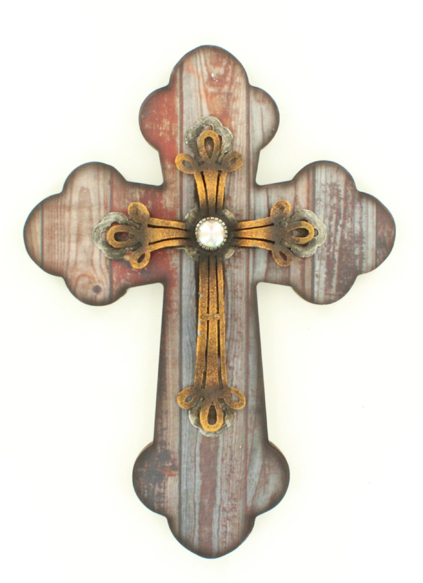 94060 Metal Center Distressed Wooded Cross