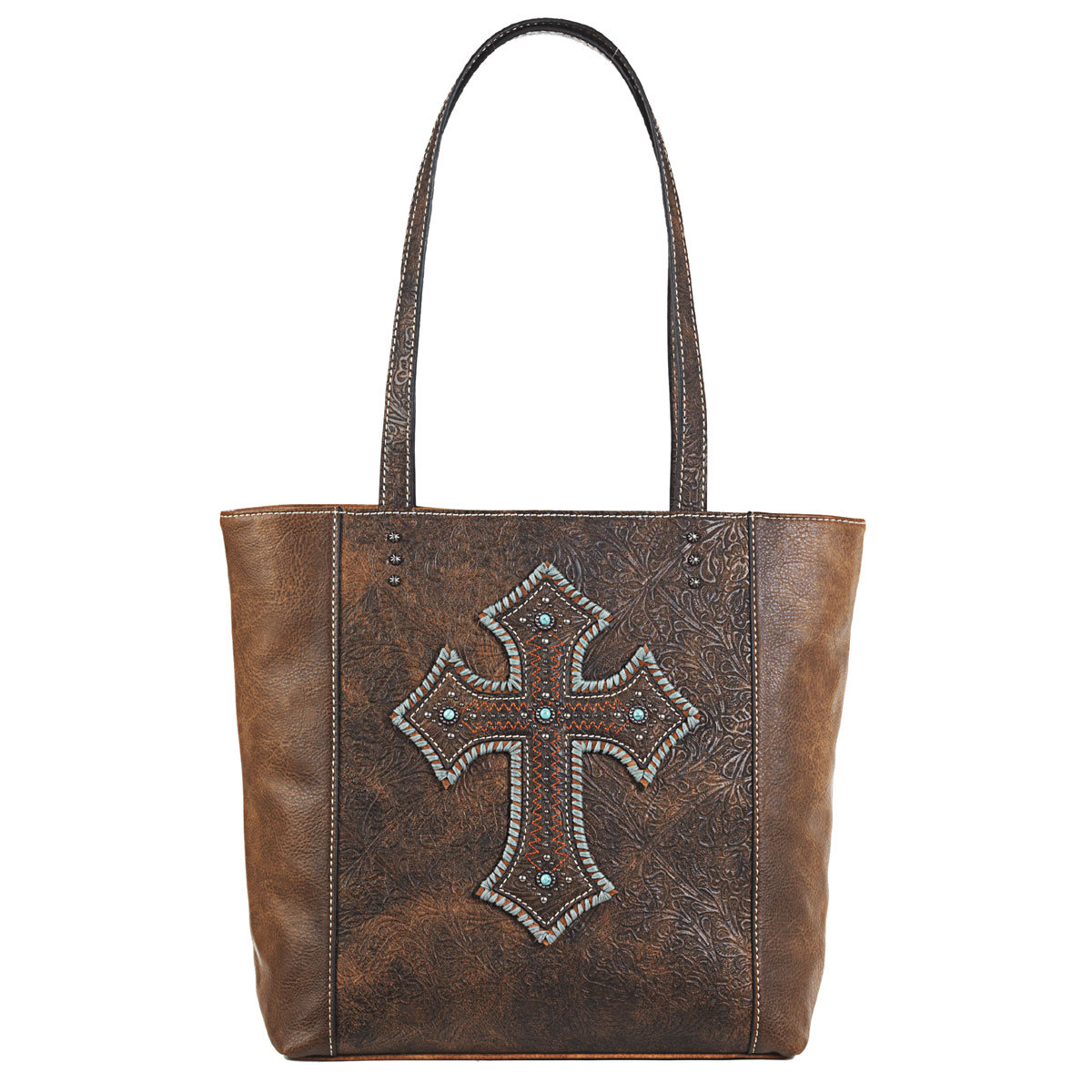 N770002844 Harper Style Conceal Carry Tote Bag, Medium Brown - 15 X 12.50 X 4.75 In.