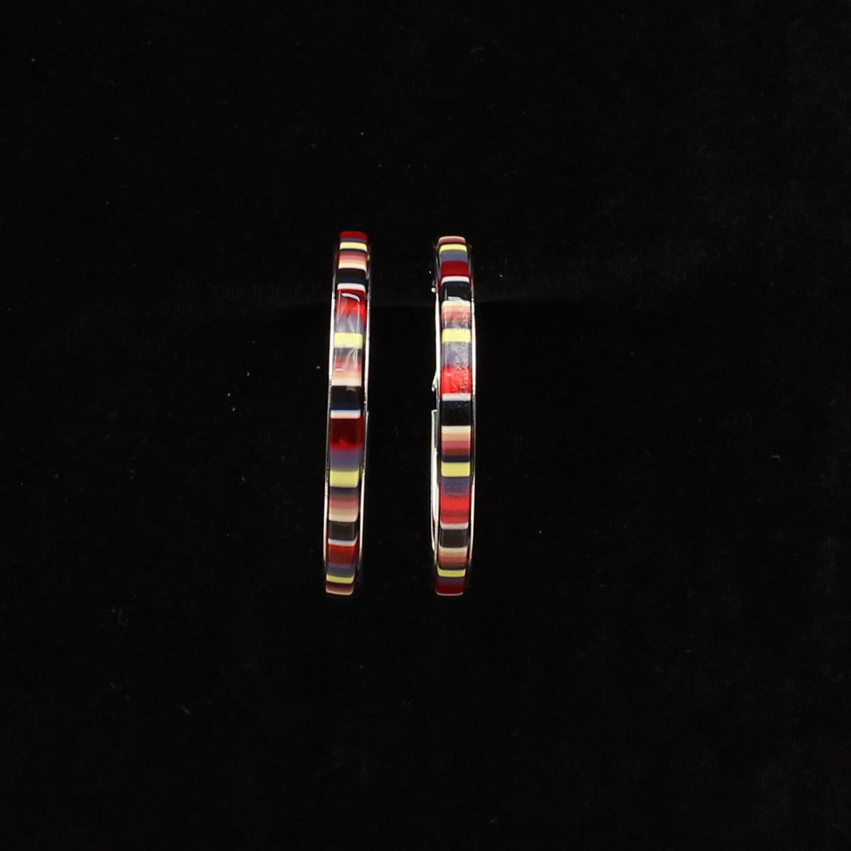 30971 Serape Stripe Print Earrings Hoops, Multi Color
