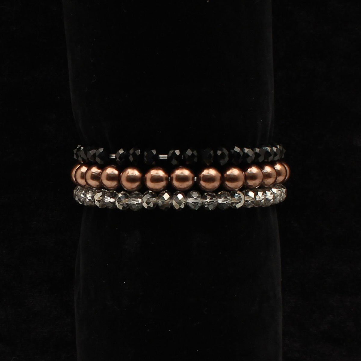 30972 Copper Smooth Beads Bracelet Set - 5 Piece