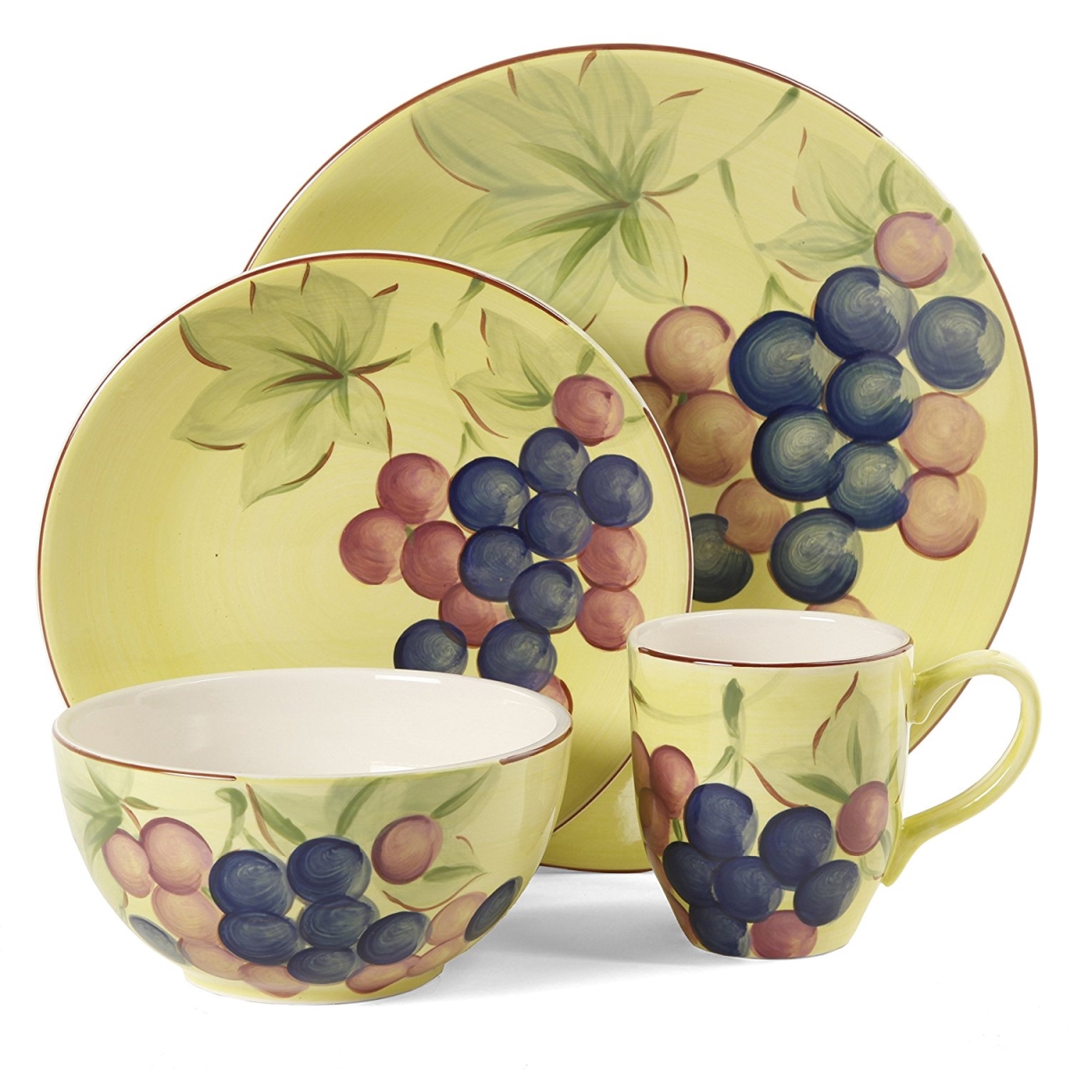 97976.16 Home Fruitful Harvest Grapes 16 Piece Dinnerware Set